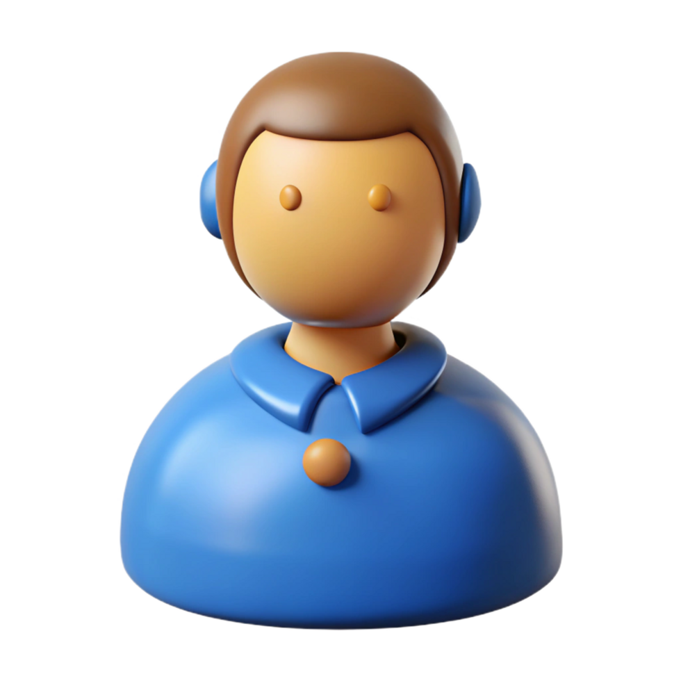 3D Render of a Cute Cartoon Customer Service Representative Wearing Headphones png