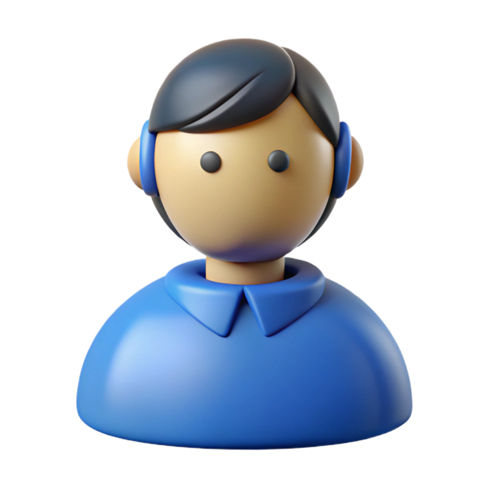 3D Render of a Person Wearing Headphones Customer Support Agent Avatar png