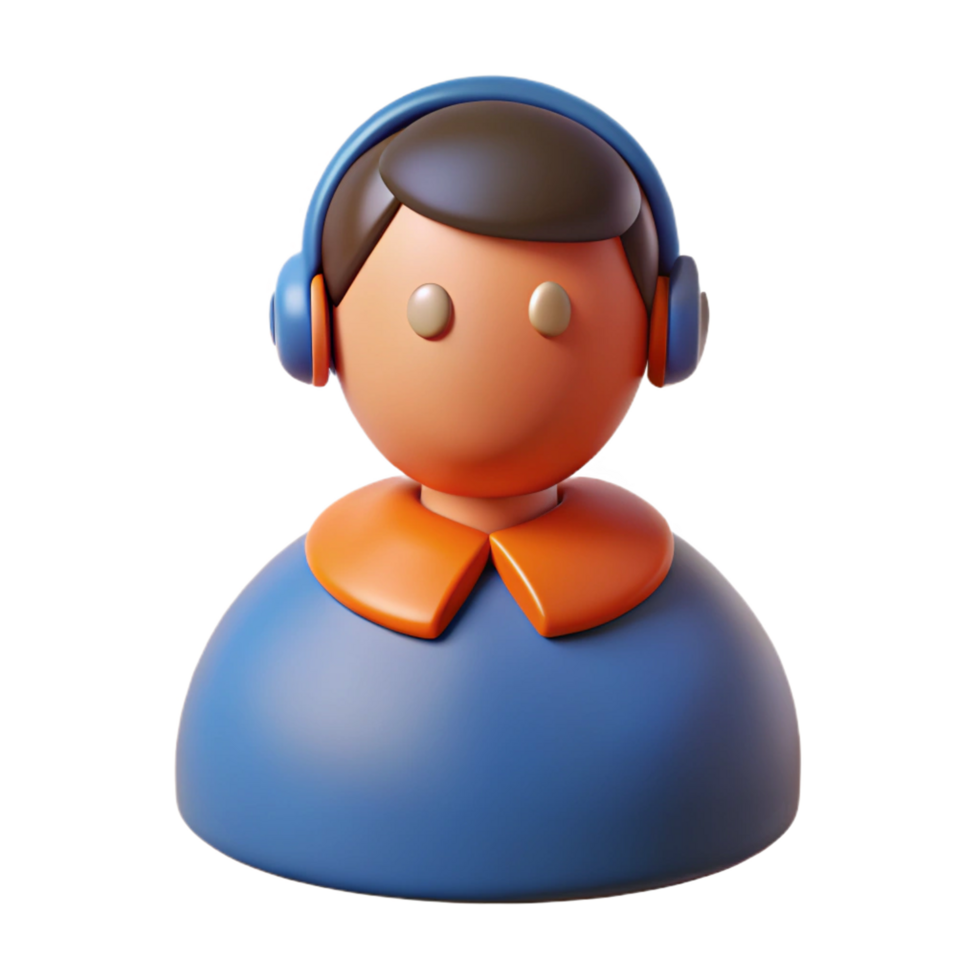 3D Render of a Cute Cartoon Person Wearing Headphones png