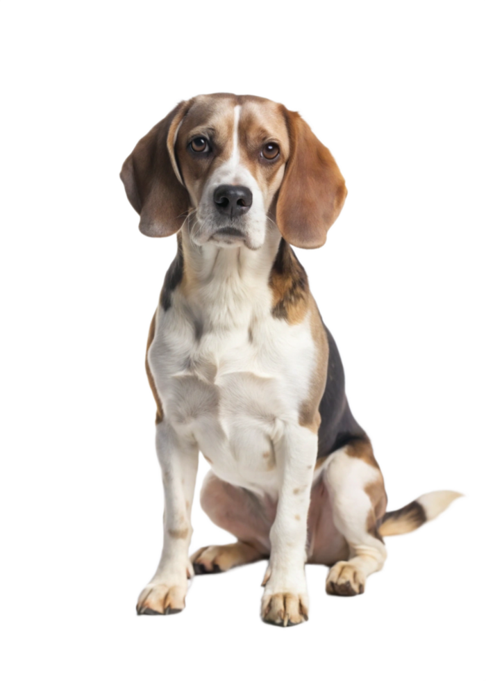 A Beagle Dog Sitting on Black Background Studio Shot png