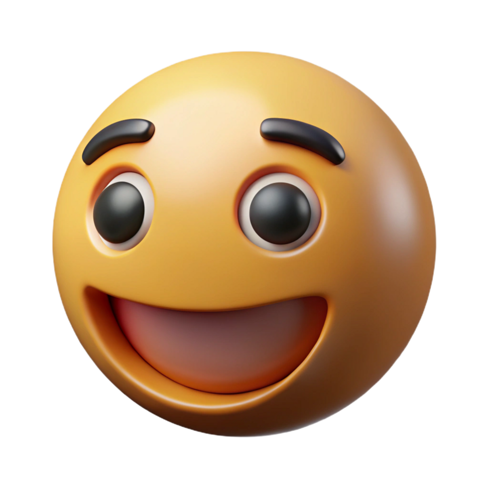 A 3D Render of a Happy Smiling Emoji with Big Eyes and a Wide Open Mouth png