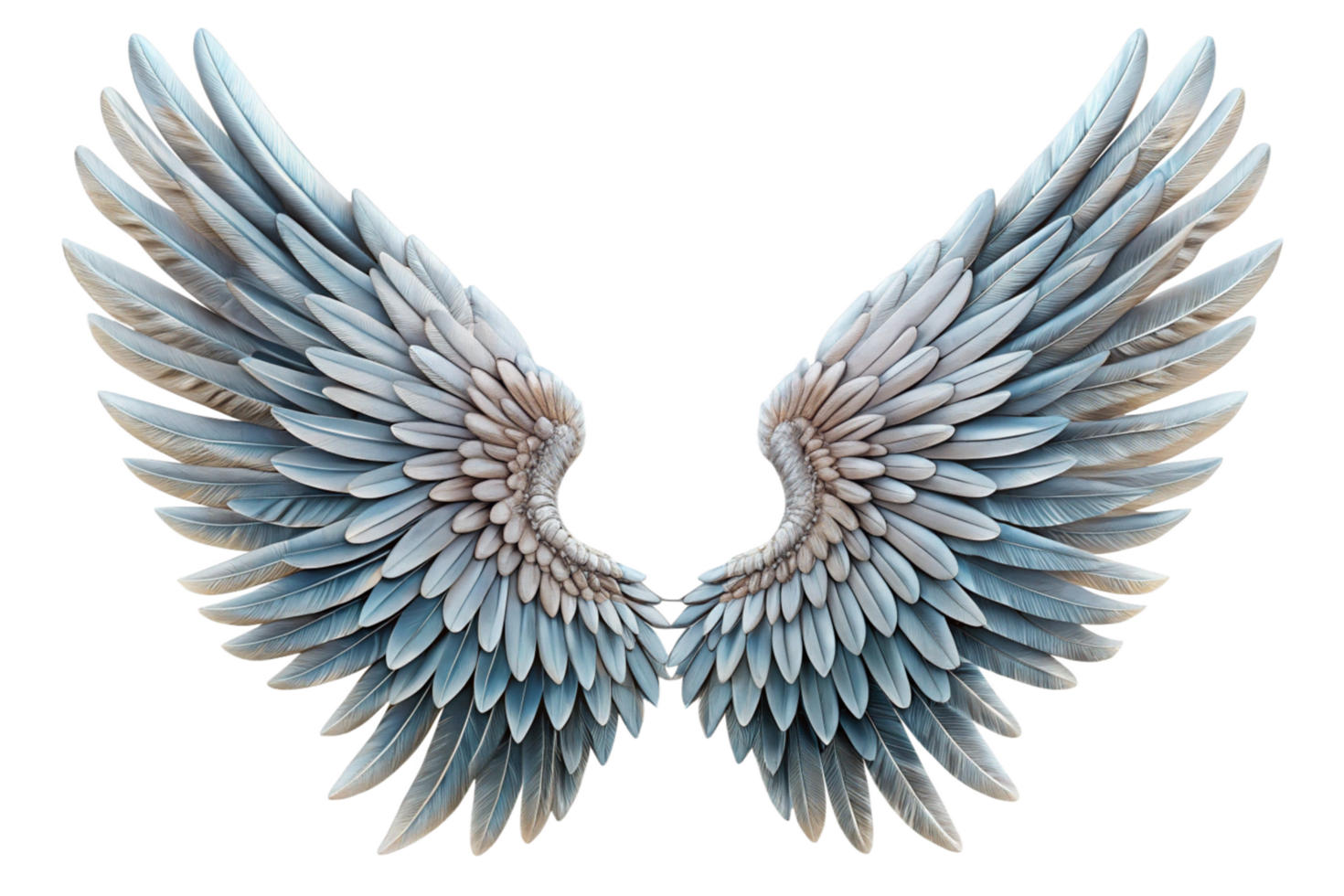 Majestic Pair of Serene Blue Angel Wings with Detailed Feather Texture png
