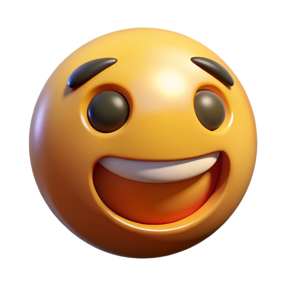 A 3D Render of a Happy Smiling Emoji Face with Big Eyes and Wide Grin png