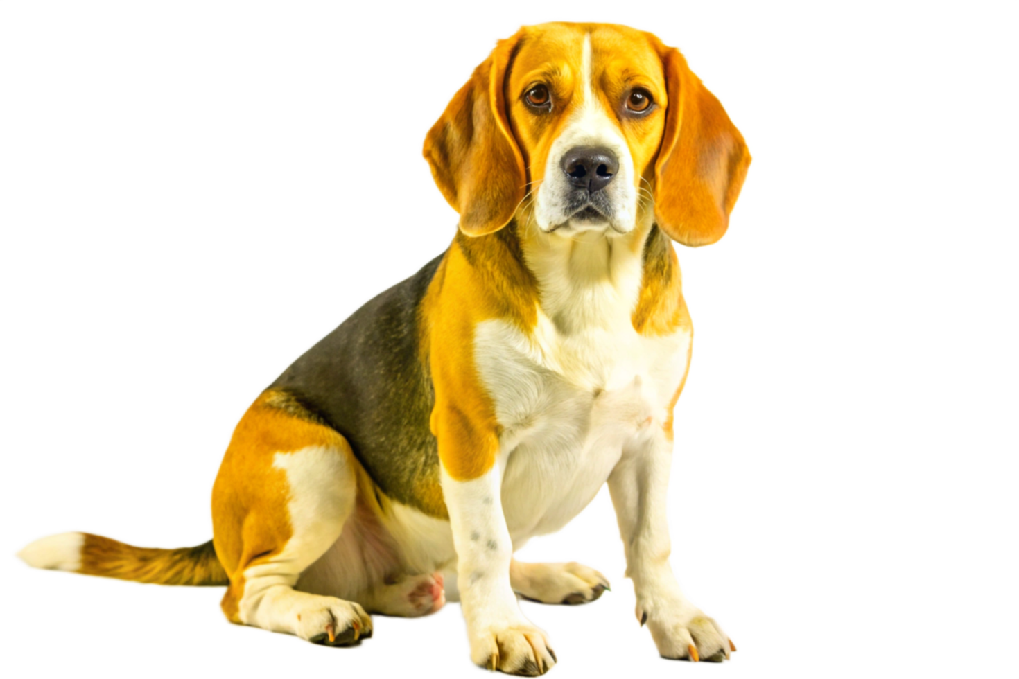 Adorable Beagle Puppy Sitting Against Black Background A Stunning Pet Portrait png