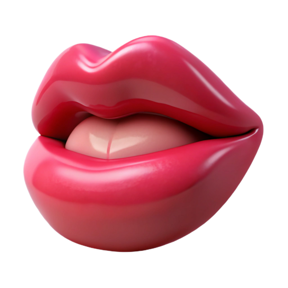 Closeup of Glossy Pink Lips with Tongue Showing a Seductive Expression png