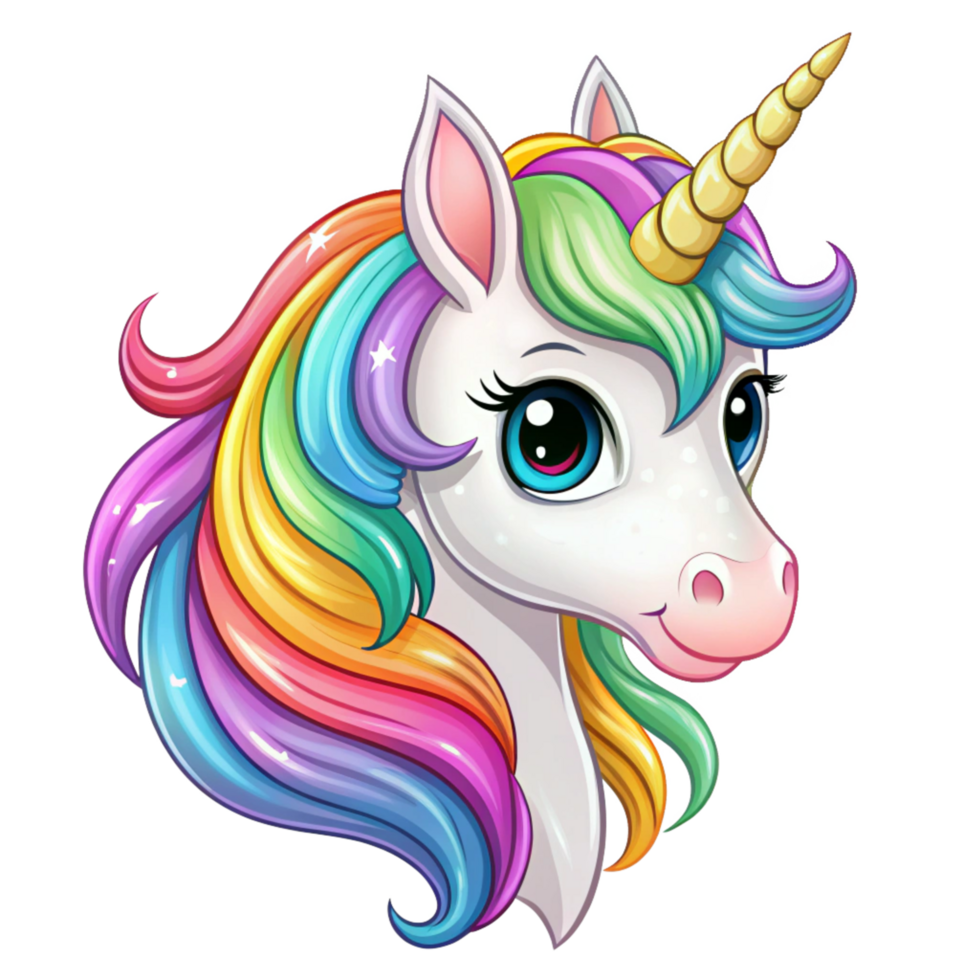 Adorable Unicorn Head Cartoon png