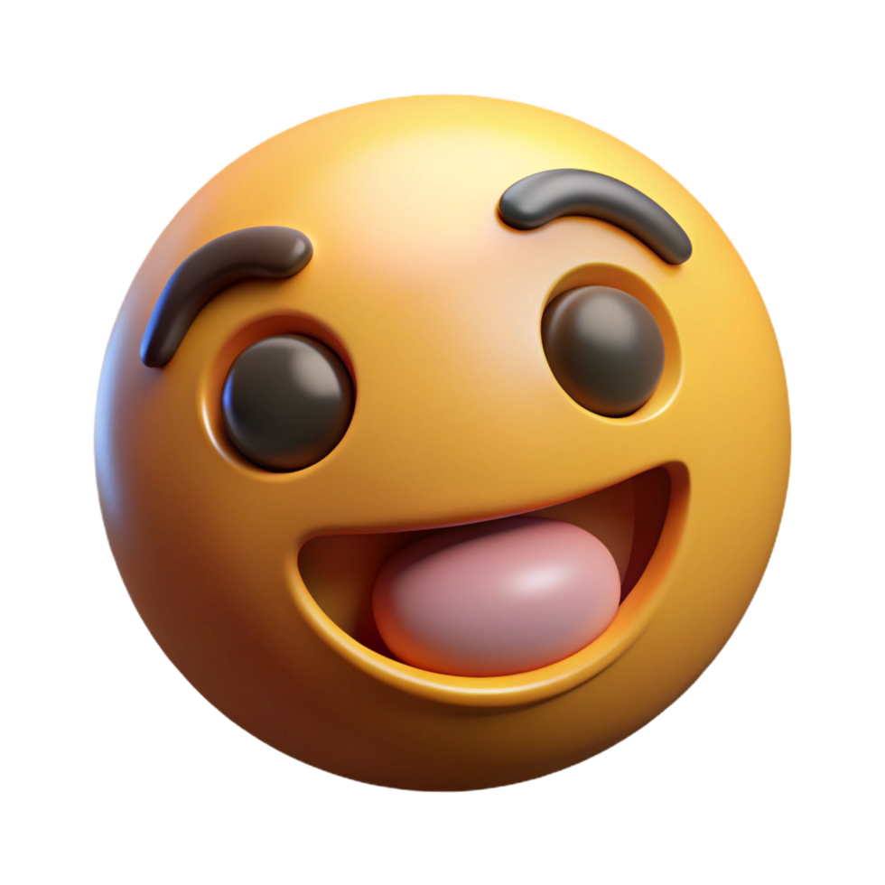 A 3D rendered emoticon showing a happy face with a big smile and tongue sticking out png