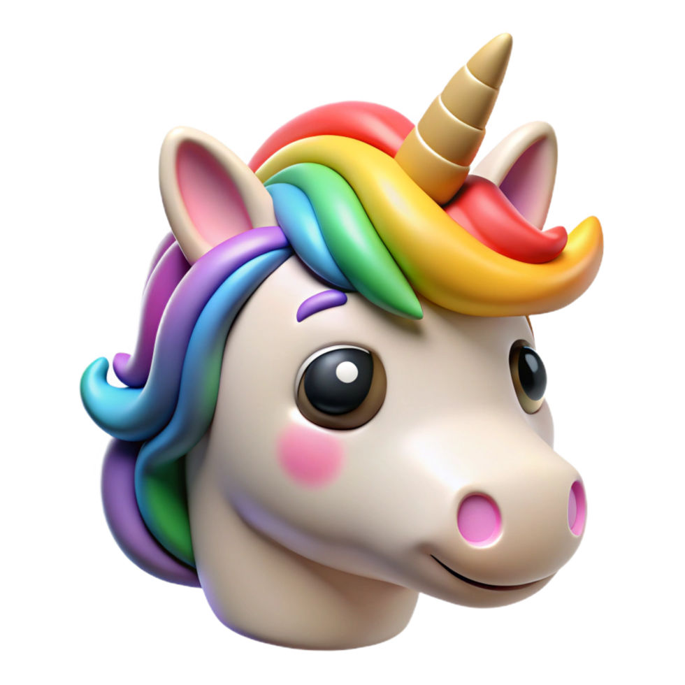Adorable 3D Render Cute Rainbow Unicorn png