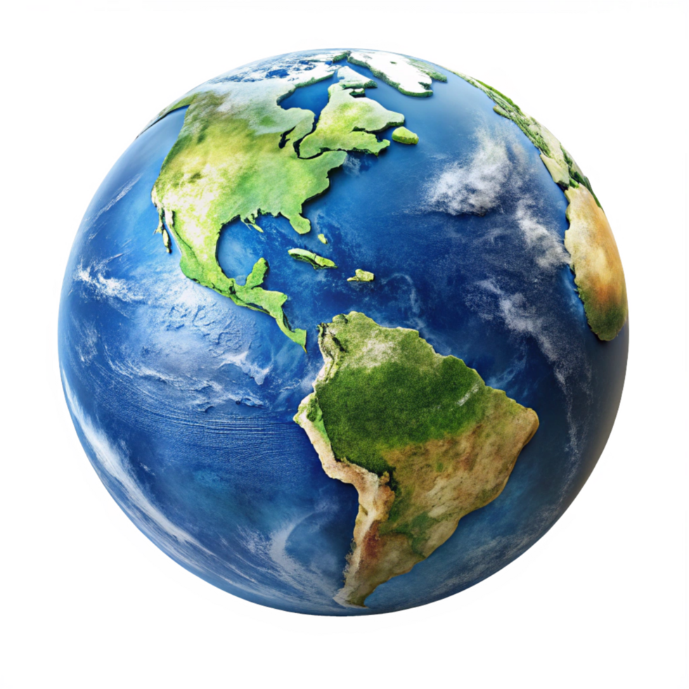Stunning High Resolution Image of Planet Earth Showing North and South America Continents and Surrounding Oceans png