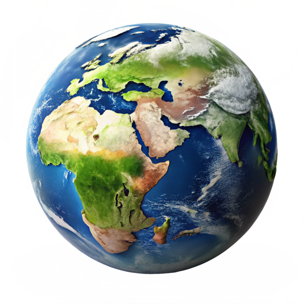 Stunning 3D Render of Planet Earth Showing Africa and the Middle East with a Glitch Art Frame png