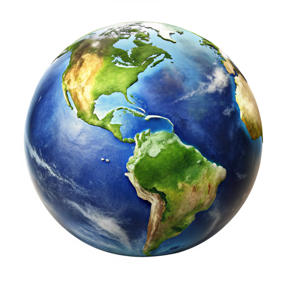 Stunning 3D Render of Planet Earth Showing North and South America Continents png