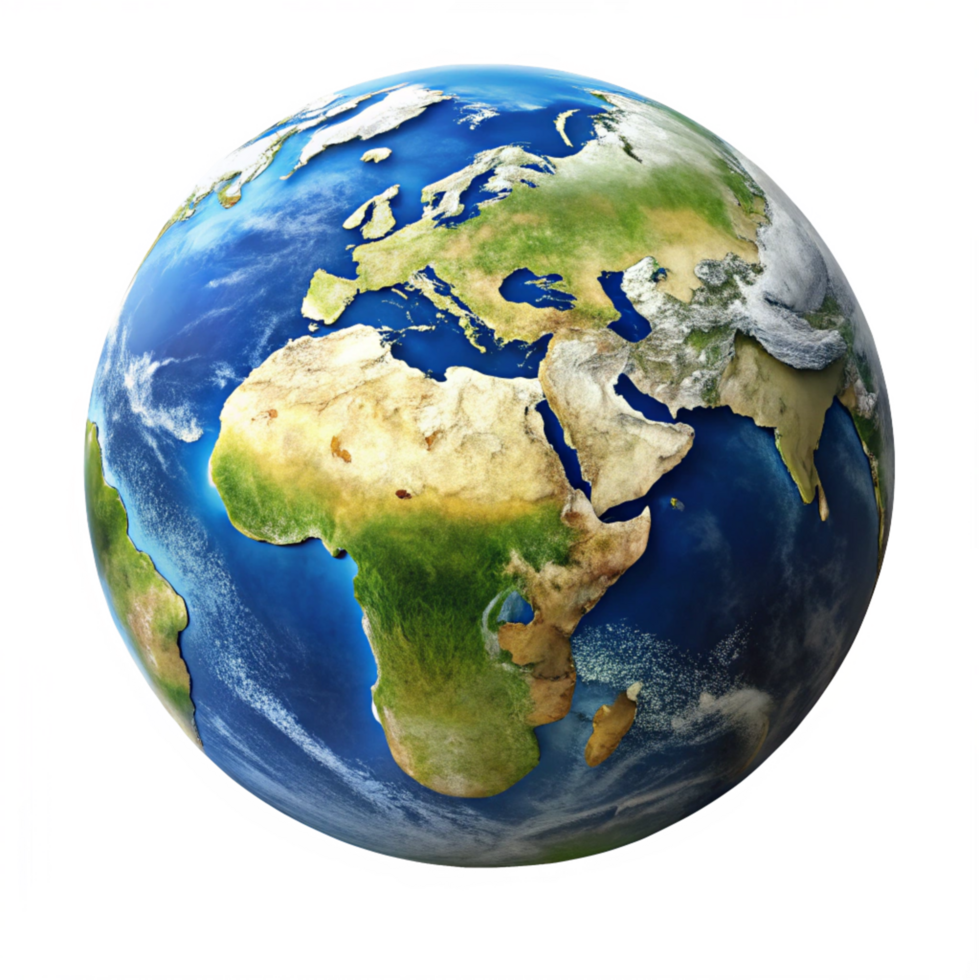 Detailed View of Planet Earth Showing Africa Europe and Asia Continents png
