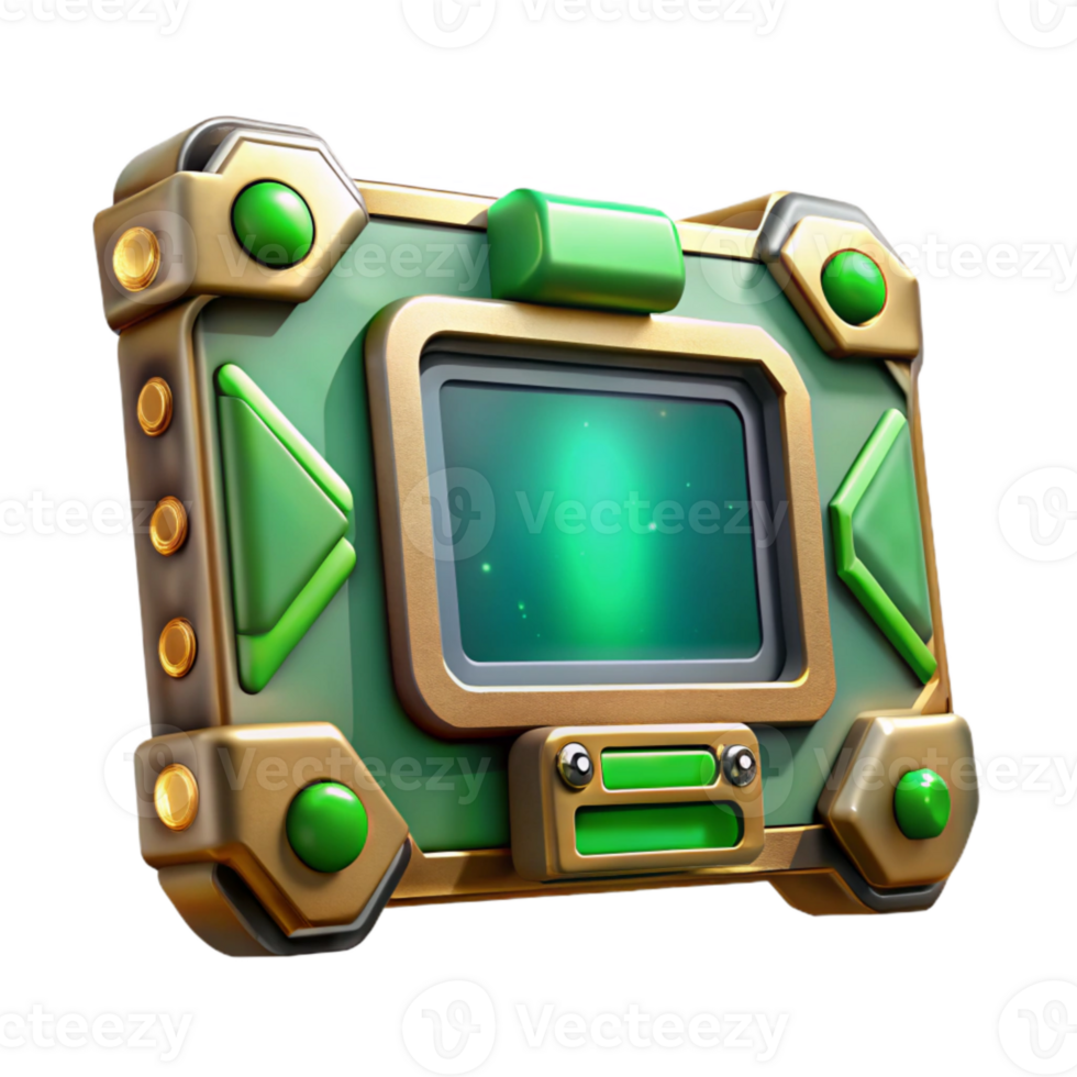 vibrant contemporary Sci Fi Interface Panel Green Isolated for Game Development professional png