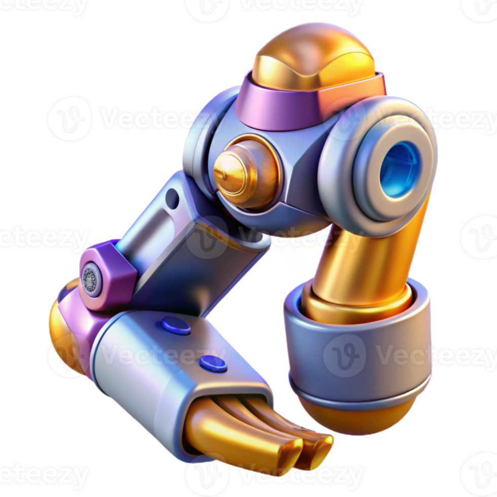 dramatic vintage Sci Fi Robot Arm Isolated for Automation Projects authentic png