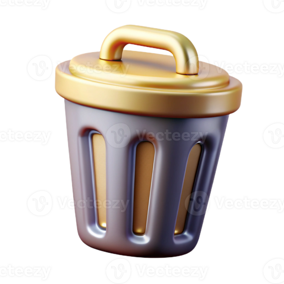 vibrant classic Simple Trash Can Delete Icon Cutout for File Management detailed png