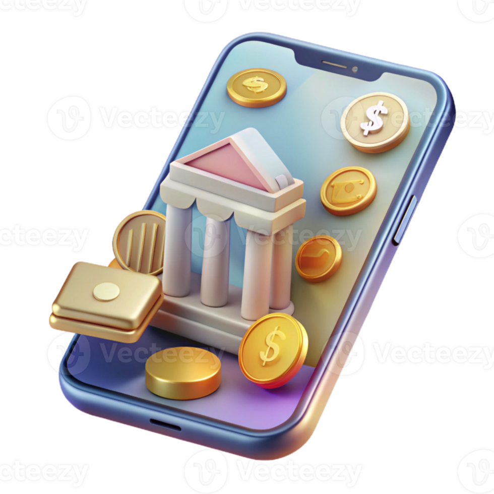 vibrant minimalist Smartphone with Mobile Banking App Financial Technology Transparent for Fintech Solutions exclusive png