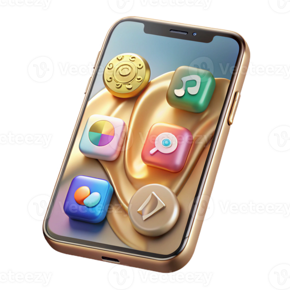 wonderful rustic Smartphone with Social Media Notifications Transparent for App Design original png
