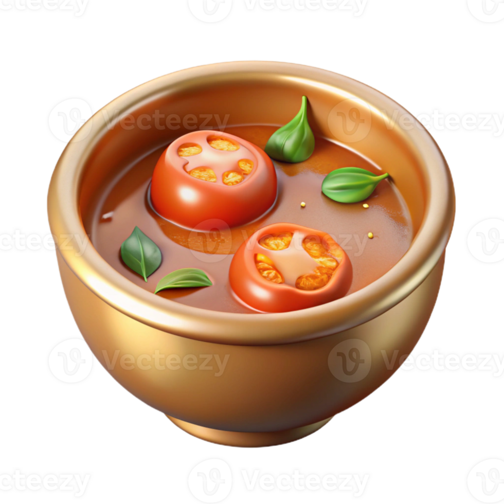 dramatic classic Soup Tomato Vegetable Dish Isolated for Restaurant Graphics authentic png