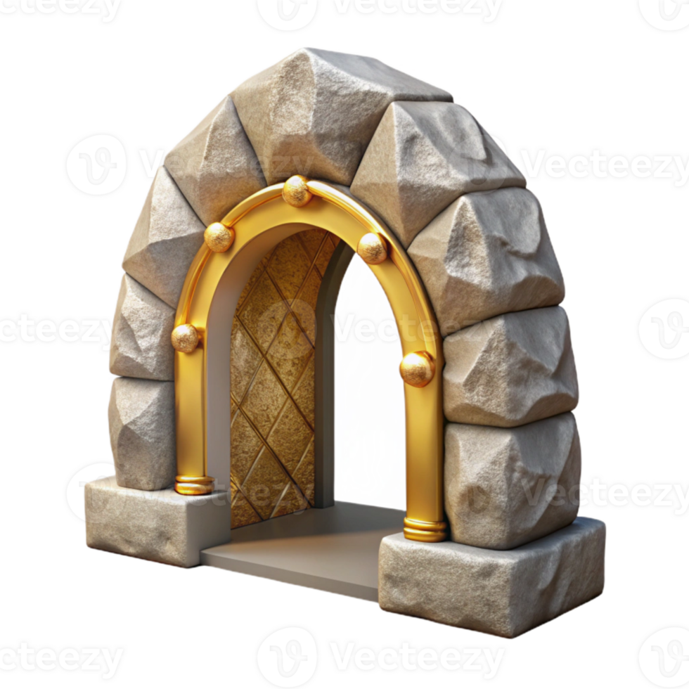dramatic minimalist Stone Archway Entrance Perspective Cutout premium png