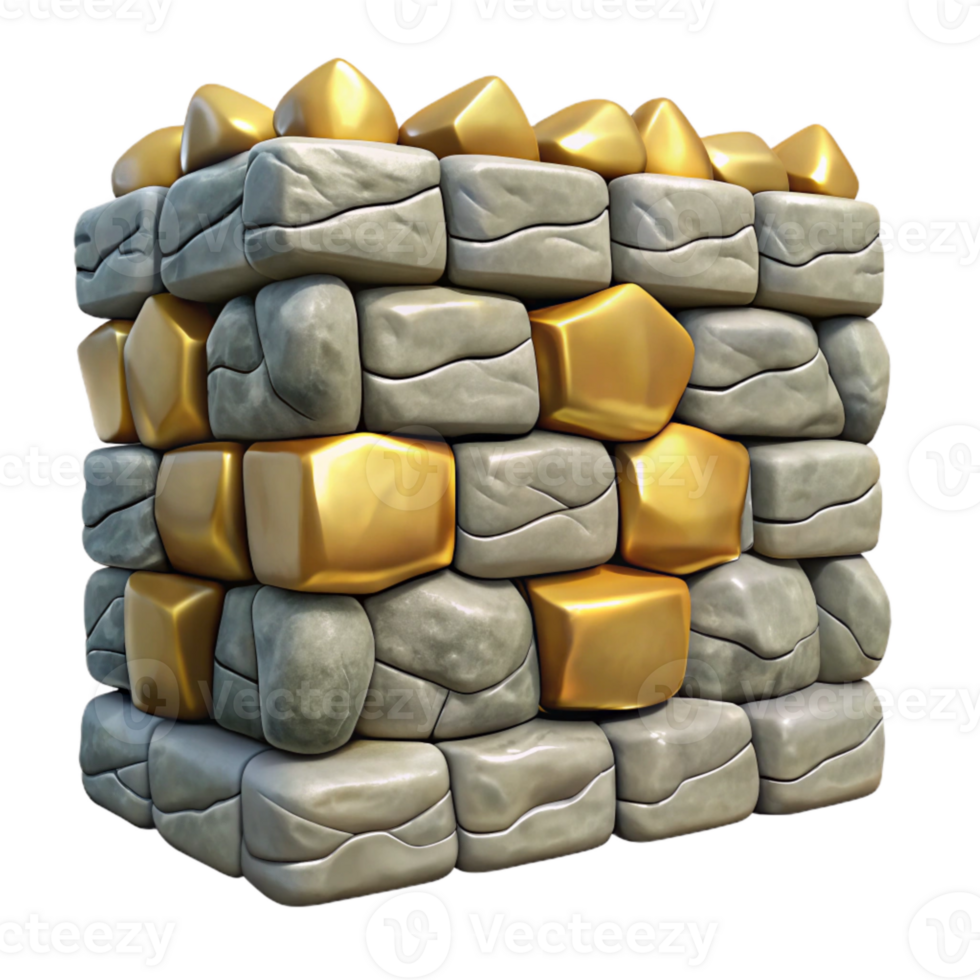 serene abstract Stone Wall Texture Stacked Stones Cutout for Landscape Architecture authentic png