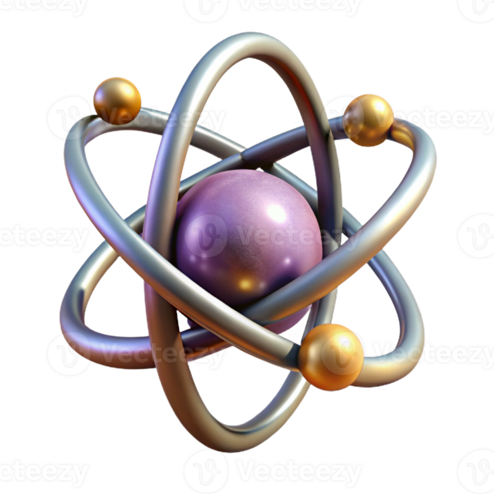 beautiful vintage Stylized Atom Model Illustration Cutout for Physics Presentations authentic png