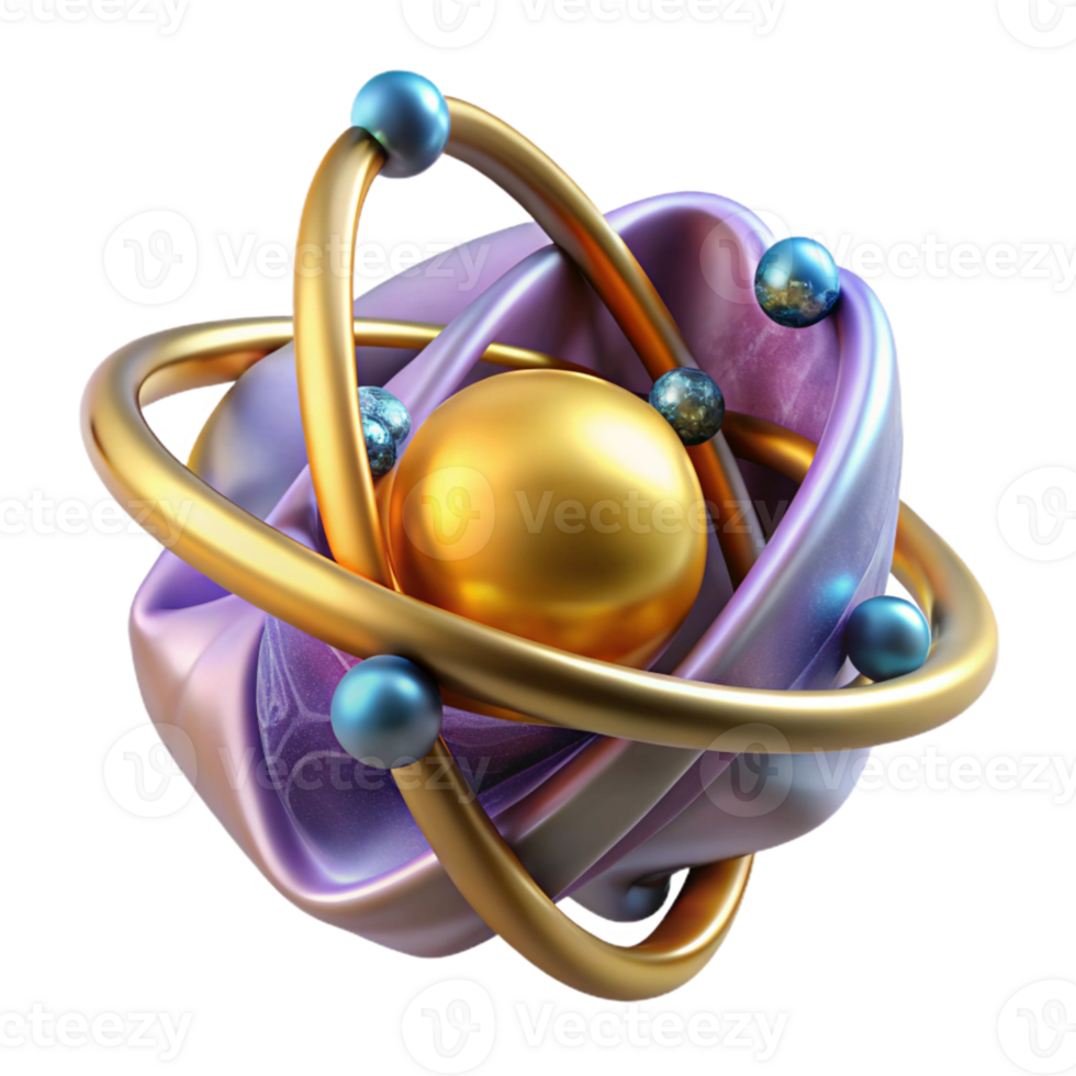 extraordinary abstract Stylized Atom Model Illustration Cutout for Physics Presentations high quality png
