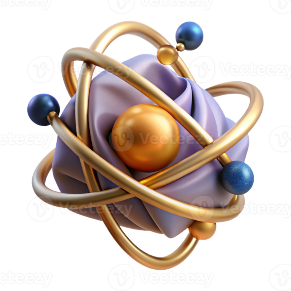 stunning modern Stylized Atom Model Illustration Cutout for Physics Presentations detailed png
