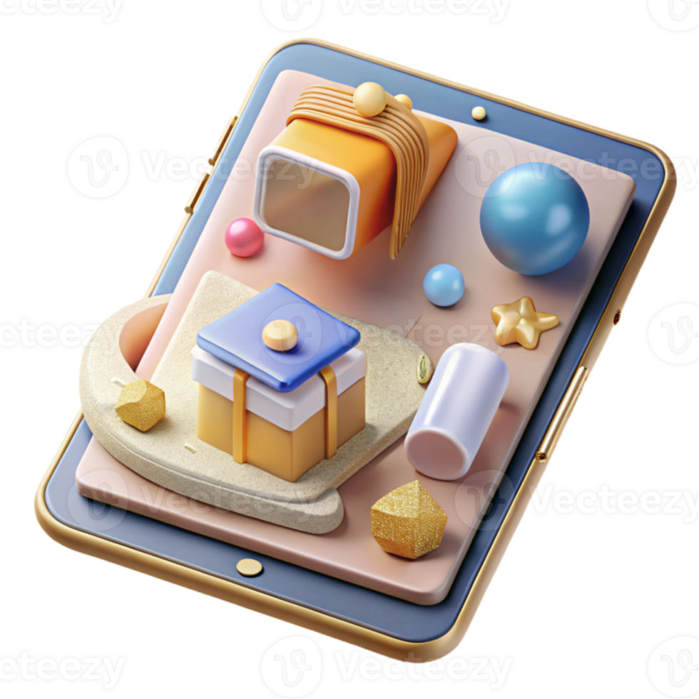 serene rustic Tablet with Online Education App E-learning Isolated for Distance Learning detailed png