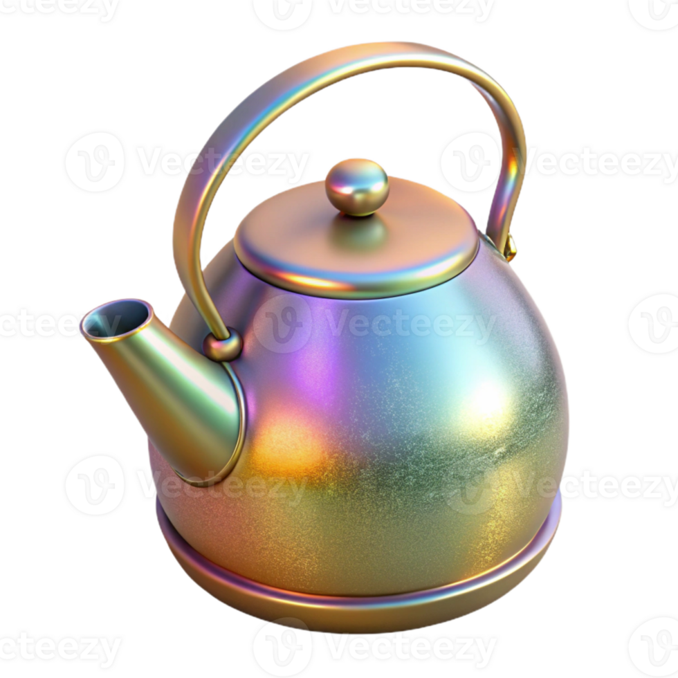 elegant rustic Tea Kettle Boiling Water Isolated for Tea Time premium png
