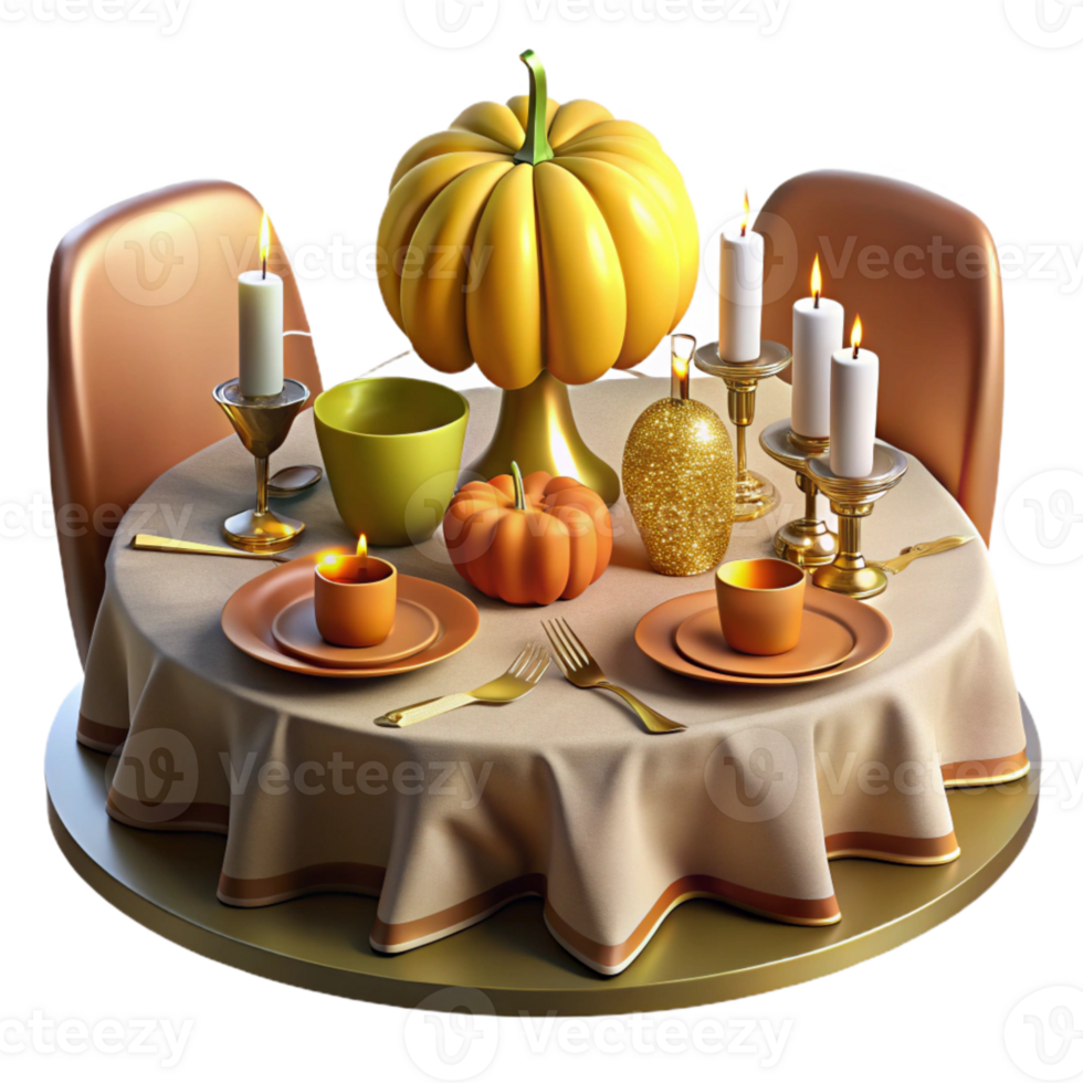 magnificent abstract Thanksgiving Table Setting Cutout for Holiday Dinner Party high resolution png