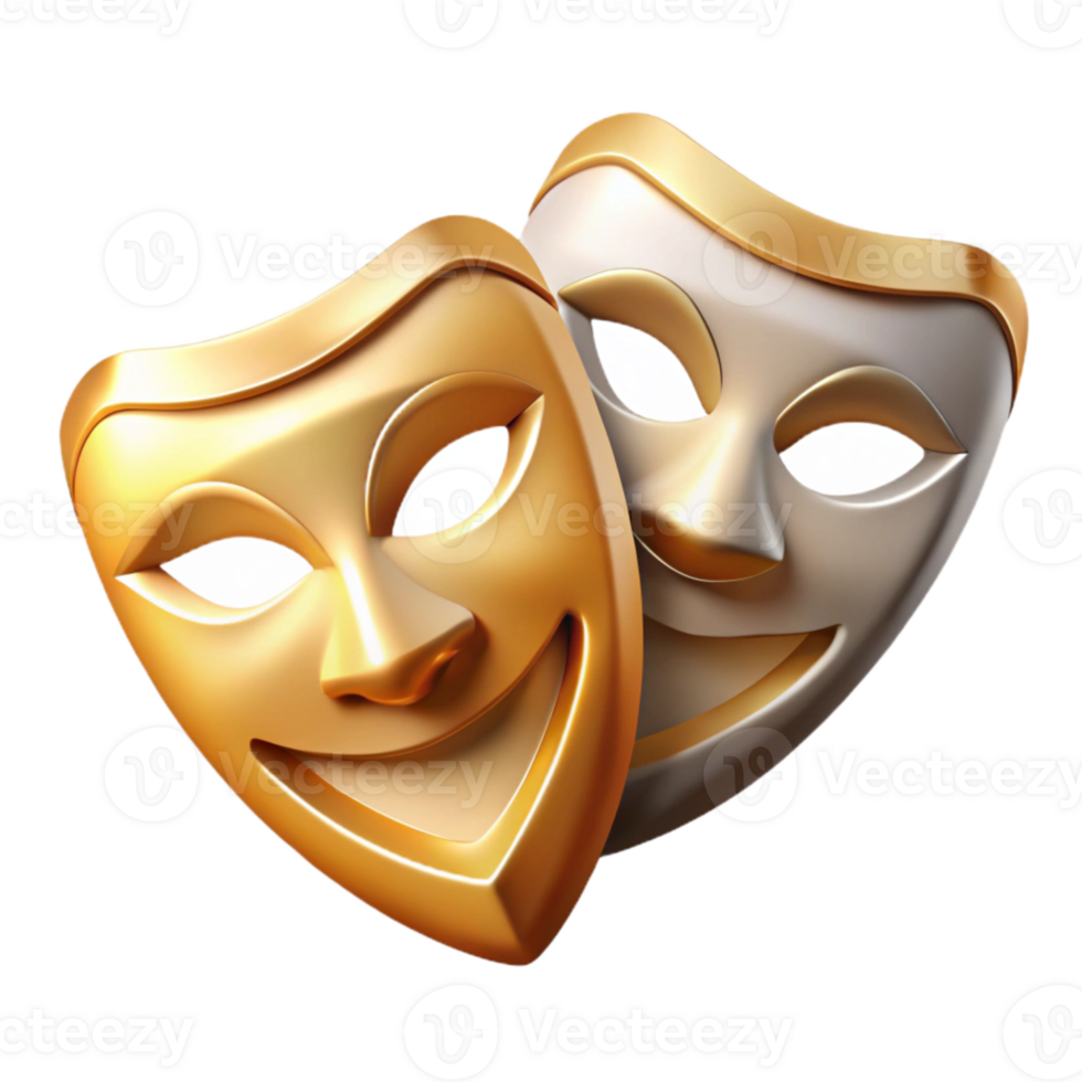 impressive abstract Theater Masks Drama Icon Isolated for Performing Arts high quality png