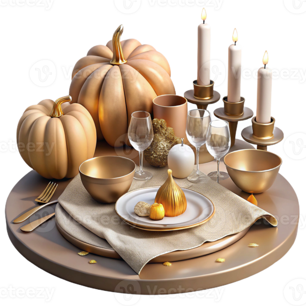 impressive contemporary Thanksgiving Table Setting Cutout for Holiday Dinner Party high resolution png