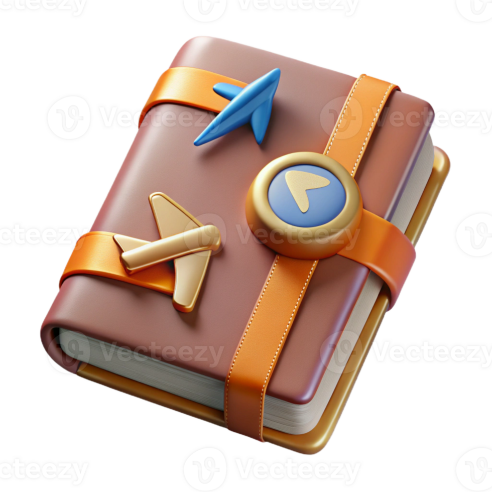 wonderful artistic Travel Journal with Airplane Sticker Isolated for Scrapbooking png