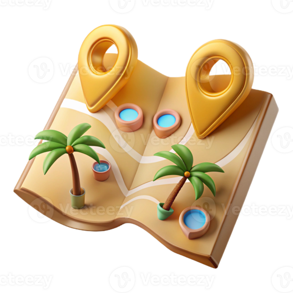 beautiful traditional Travel Map with Marked Destinations Cutout for Vacation Planning professional png