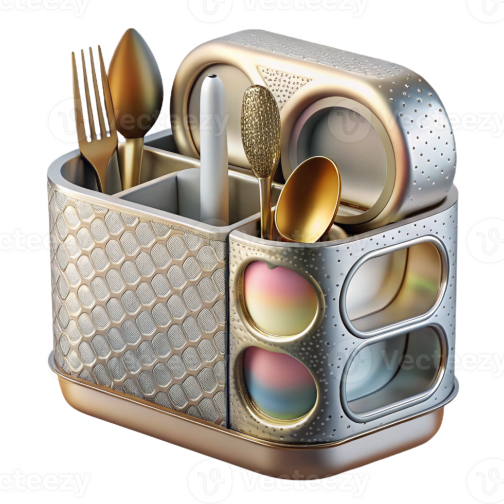 elegant traditional Utensil Crock Stainless Steel Organizer Cutout Modern Kitchen professional png