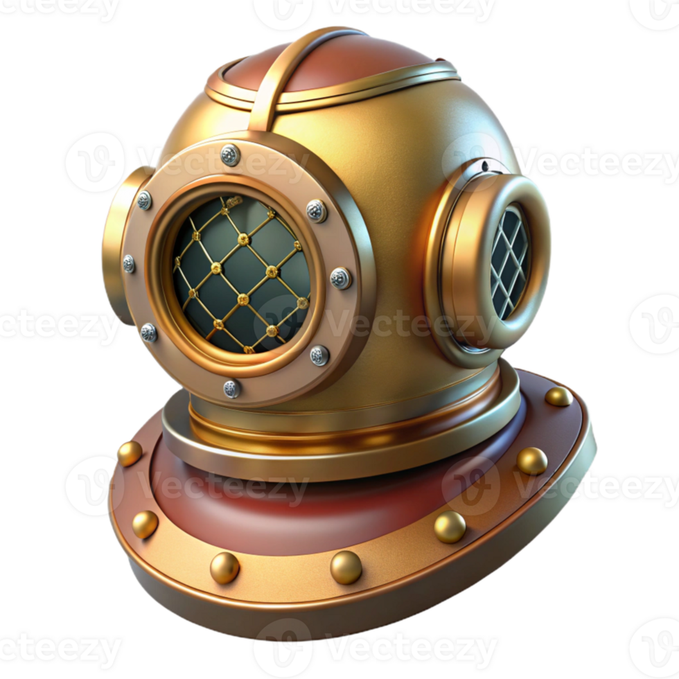 vibrant artistic Vintage Diving Helmet Isolated for Retro Illustrations genuine png