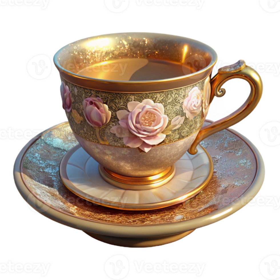 elegant classic Vintage Teacup Floral Design Isolated for Cafe Branding high resolution png