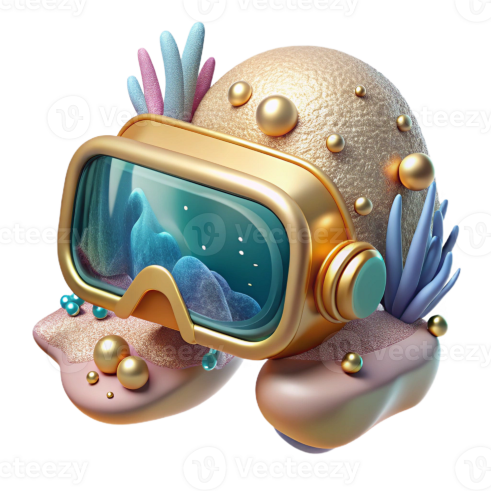vibrant minimalist Virtual Reality Underwater Scene Isolated for Ocean Exploration high resolution png