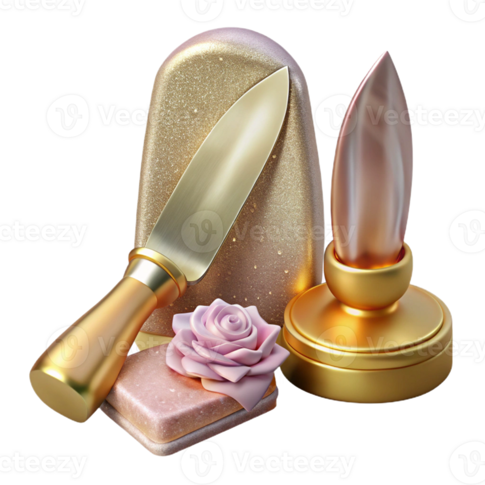 magnificent traditional Wedding Cake Knife Server Set Cutout for Catering high resolution png