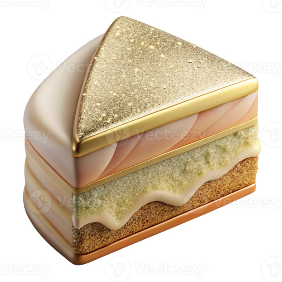impressive artistic Wedding Cake Slice Dessert Portion Cutout for Menus detailed png