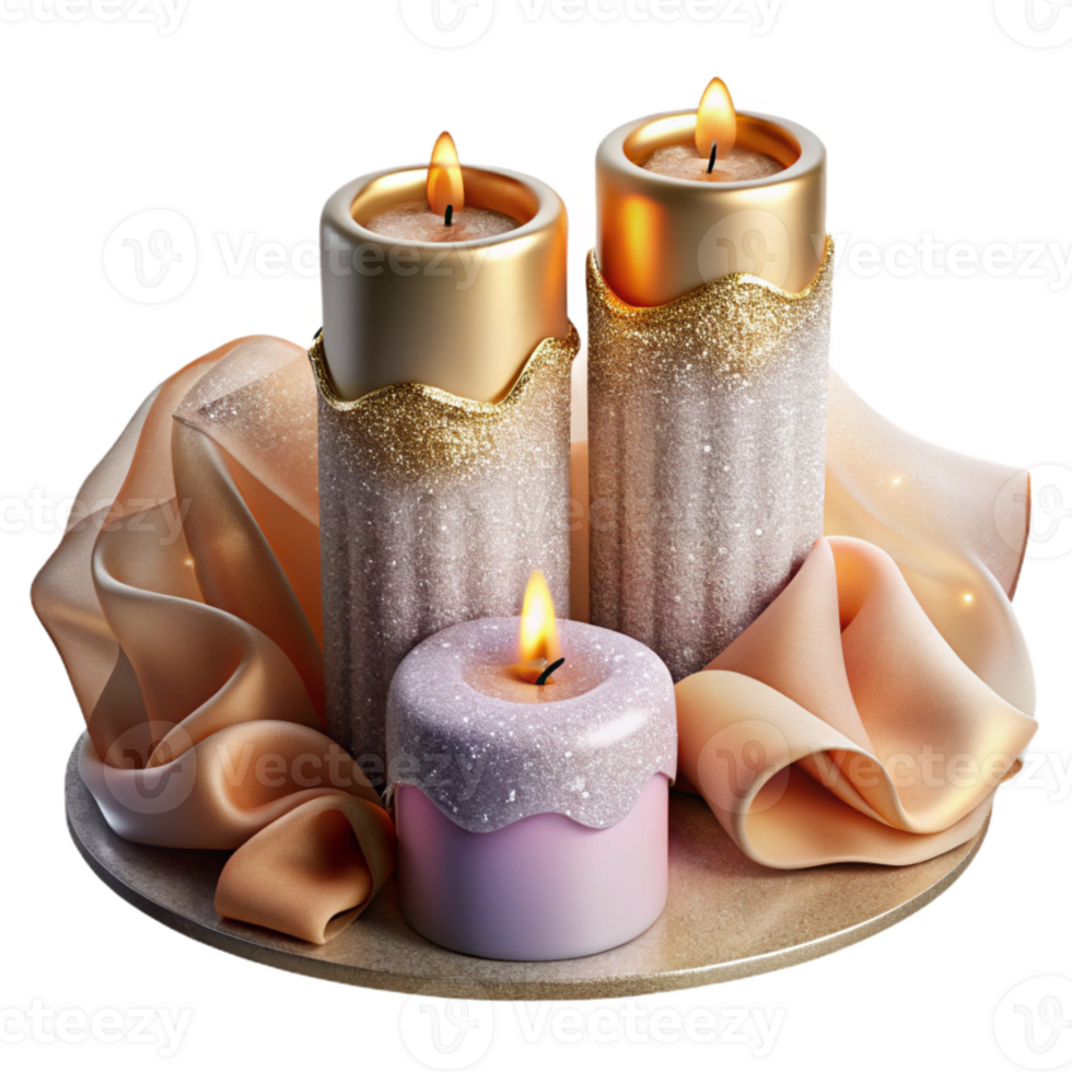 vibrant artistic Wedding Candles Romantic Ambiance Transparent Background high resolution png