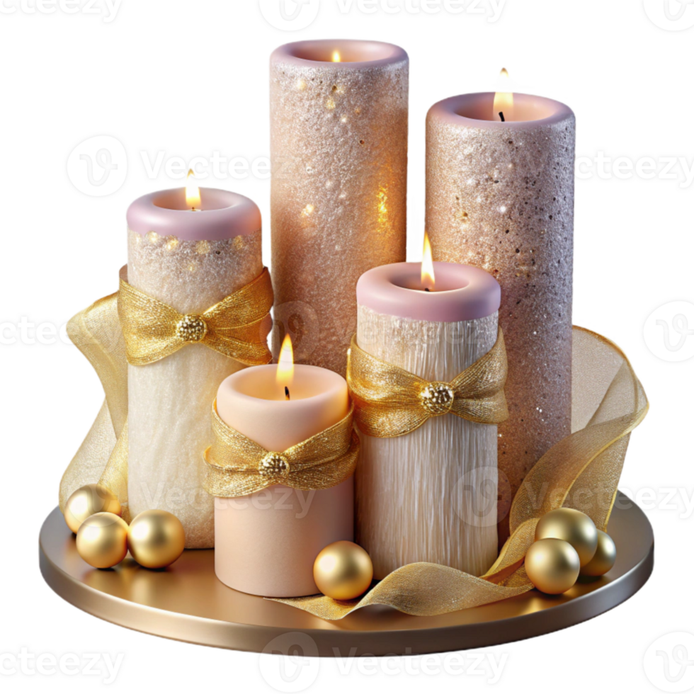wonderful rustic Wedding Candles Romantic Ambiance Transparent Background authentic png