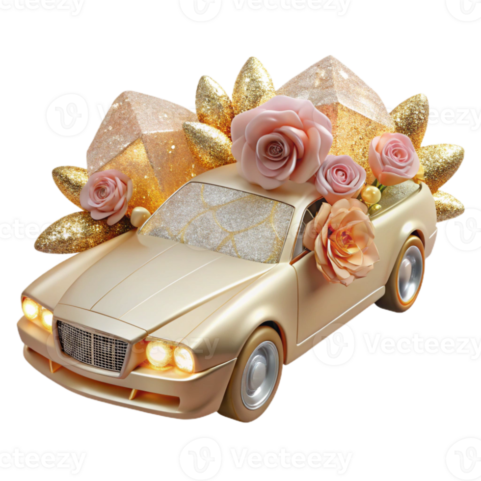 magnificent classic Wedding Car Decoration Floral Arrangement Isolated detailed png