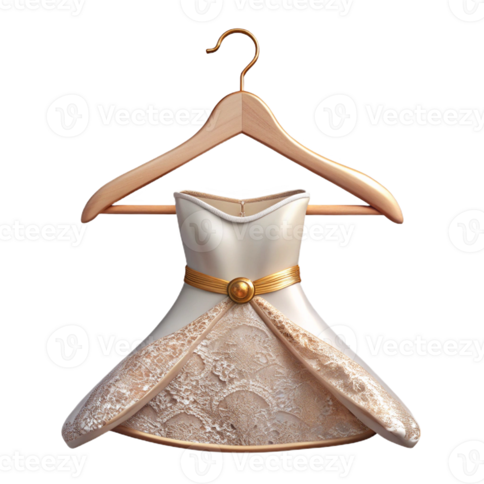 beautiful vintage Wedding Dress Hanger with Lace Personalized Gift Isolated professional png