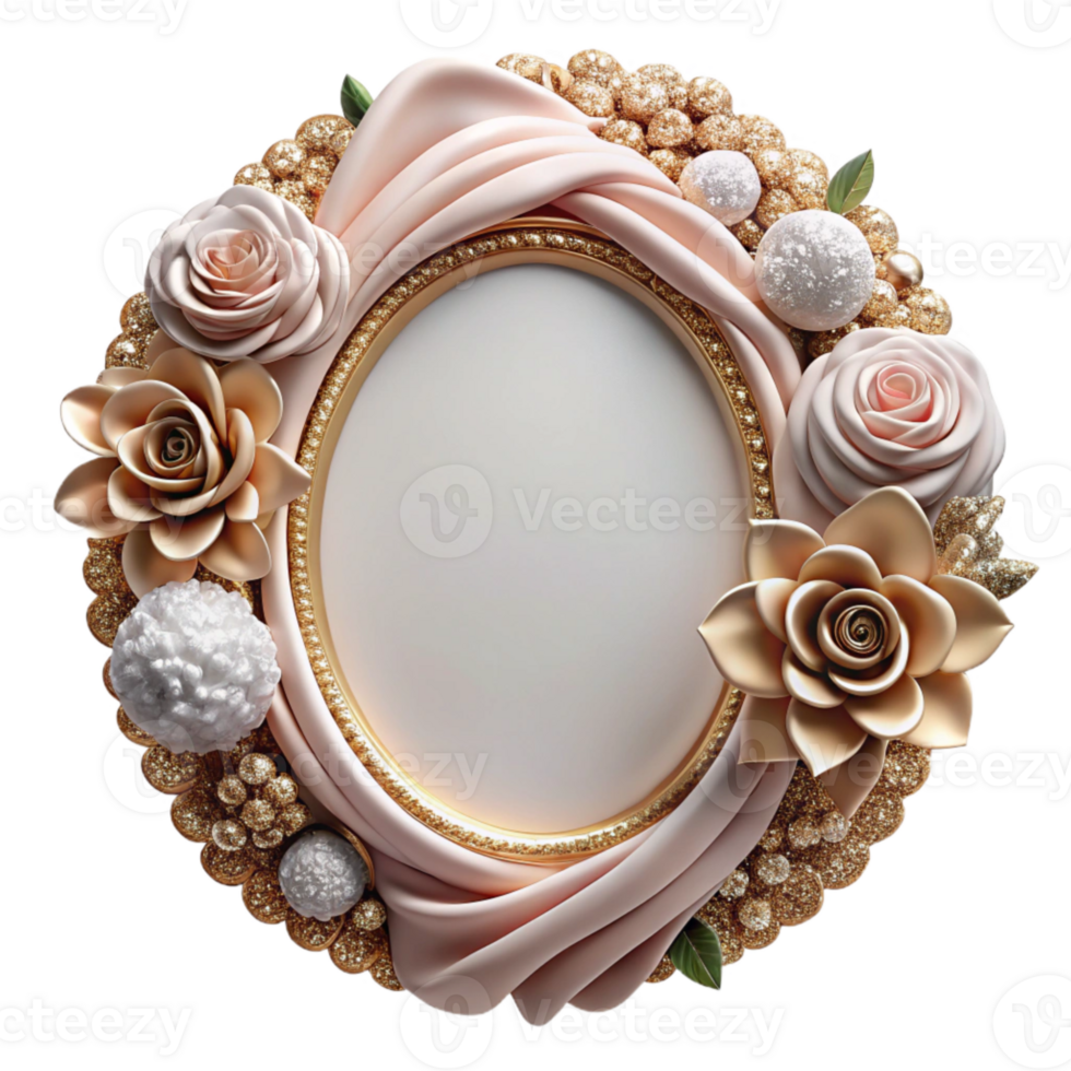 dramatic rustic Wedding Floral Border Oval Frame Isolated premium png