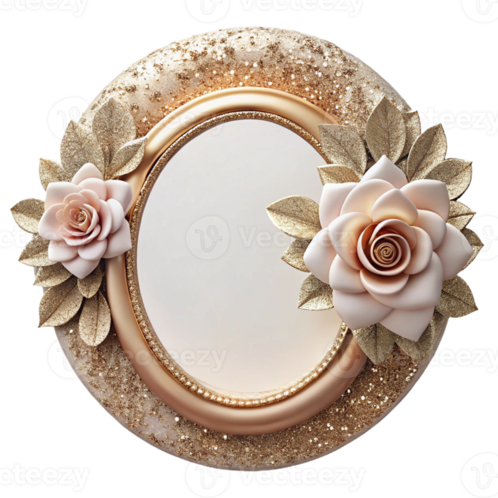 impressive vintage Wedding Floral Border Oval Frame Isolated premium png
