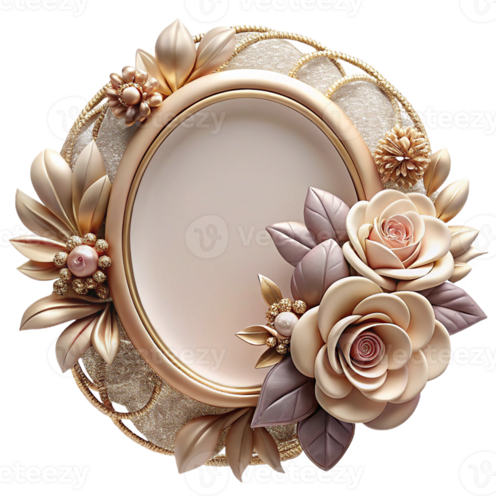 dramatic rustic Wedding Floral Border Oval Frame Isolated high resolution png