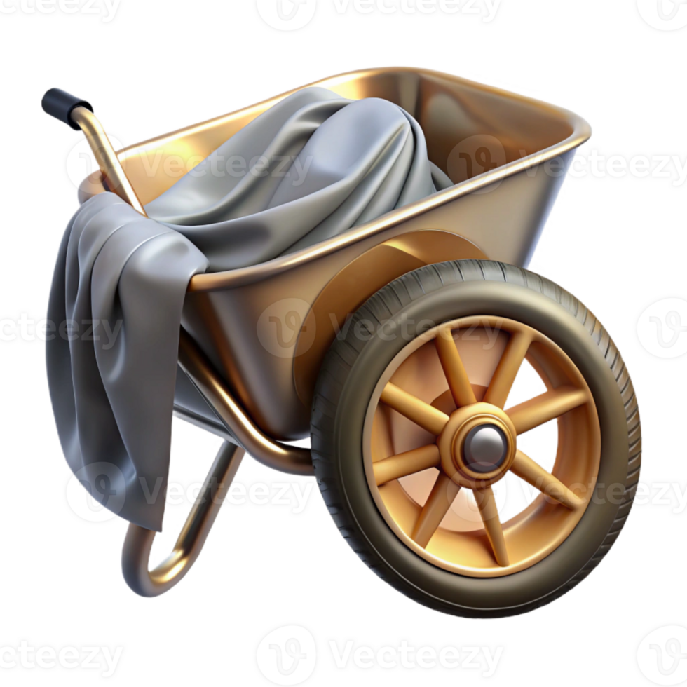 stunning traditional Wheelbarrow Wheel gold Spoke Isolated Construction Equipment authentic png