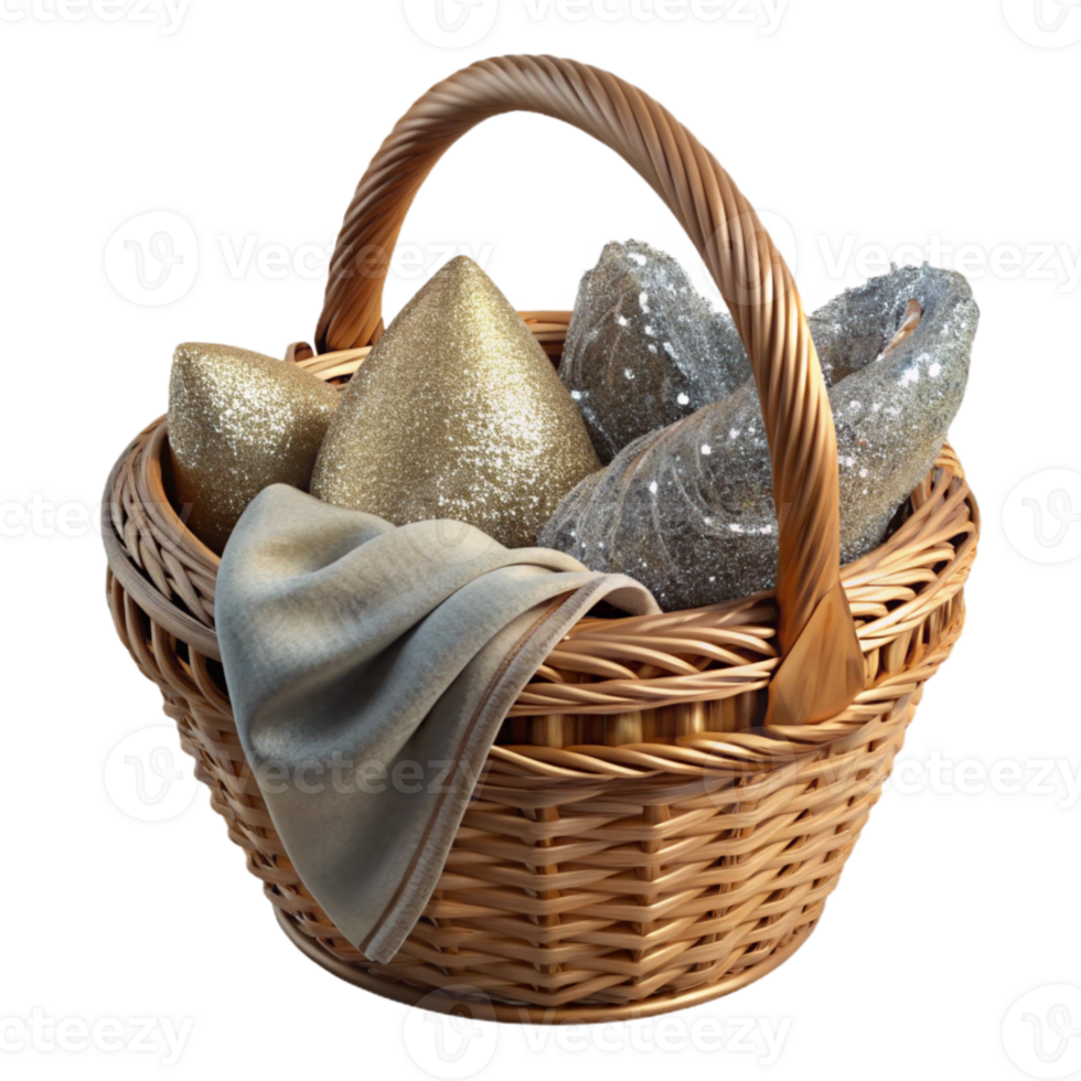 elegant creative Wicker Basket Isolated Rustic Farmhouse Decor Element detailed png