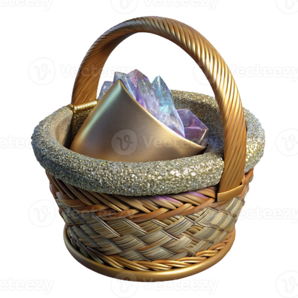 serene abstract Wicker Basket Isolated Rustic Farmhouse Decor Element premium png